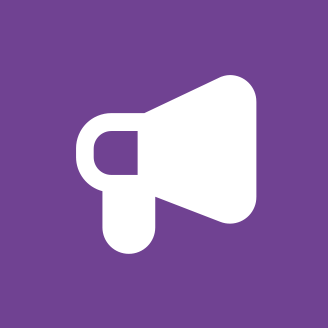 white purple bullhorn icon
